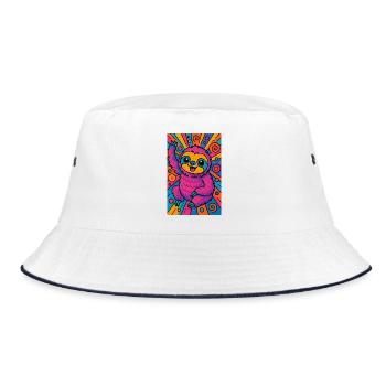 Faultier - Bucket Hat - Weiß/Navy - Vorne