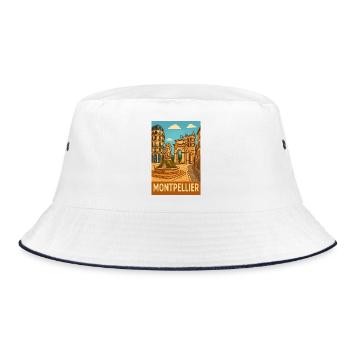 Montpellier fountain and historic architecture - Bucket Hat - white/navy - Front