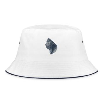 Elegante nautische Muschel Illustration - Bucket Hat - Weiß/Navy - Vorne