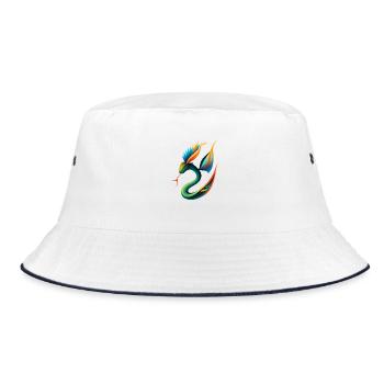 Mythischer Drache mit bunten Flügeln - Bucket Hat - Weiß/Navy - Vorne