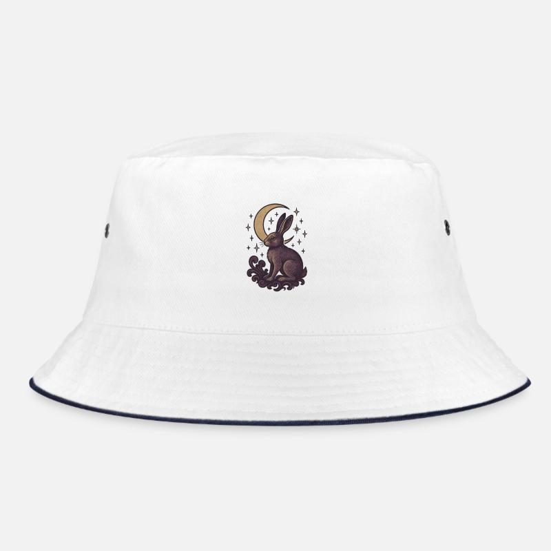 Celestial Hare Mystical Illustration Bucket Hat