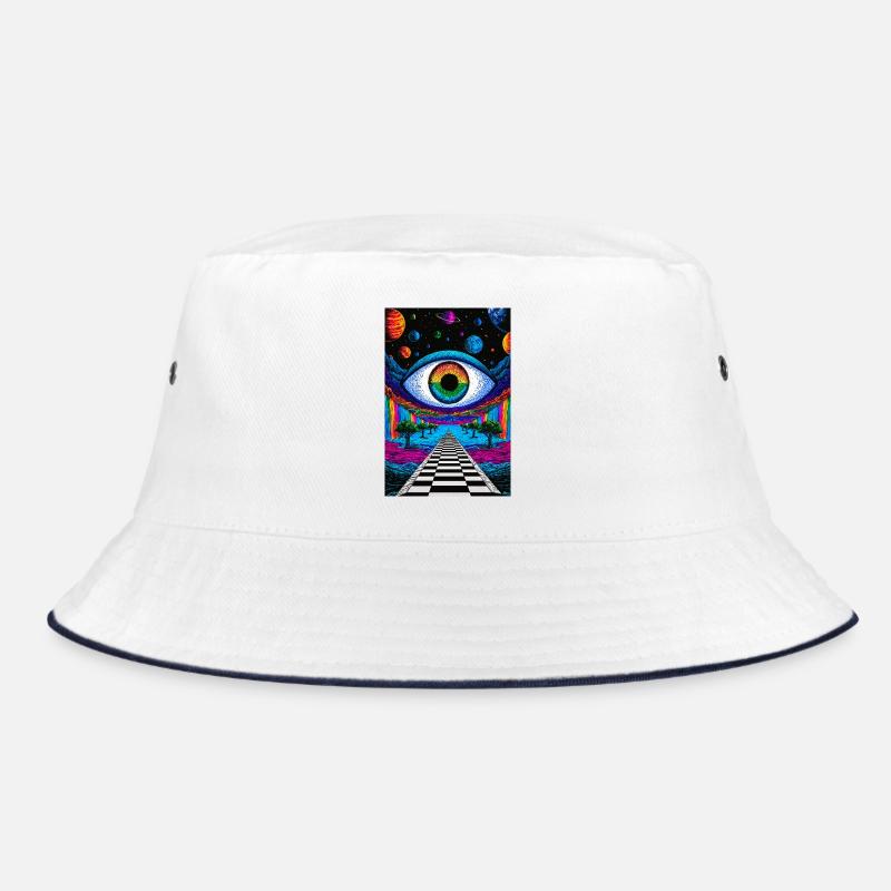 Psychedelisches kosmisches Auge auf dem Astralpfad Bucket Hat