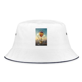 Hot Air Balloon Inside Bulb - Bucket Hat - white/navy - Front