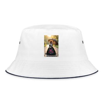 Elegant Mouse in Victorian Dress - Bucket Hat - white/navy - Front