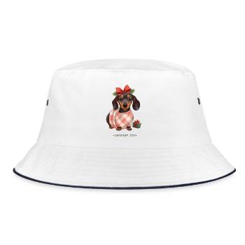 Unwrap joy - Christmas dachshund as a gift - Bucket Hat - white/navy - Front