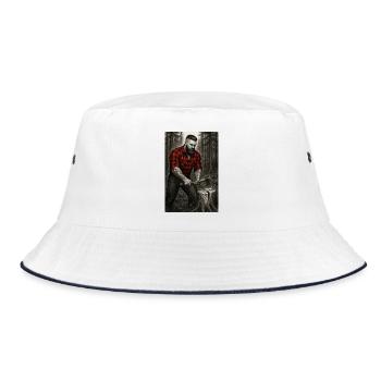 Lumberjack in the forest - Bucket Hat - white/navy - Front