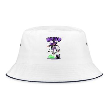 Hex Flip Witch Skateboard Design - Bucket Hat - Weiß/Navy - Vorne