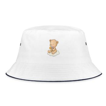 Süßer Teddybär mit Blumen - Bucket Hat - Weiß/Navy - Vorne
