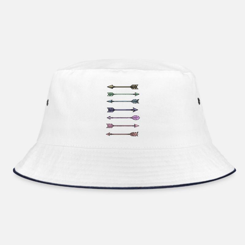 Bunte Pfeile Design - Bucket Hat - Weiß/Navy