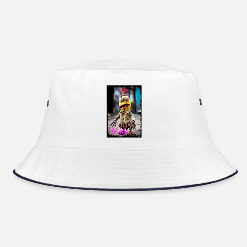 Expressive Trash Character Doll Illustration Bucket Hat