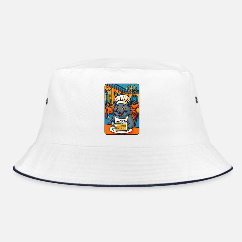 Culinary Cat Chef Illustration, Love Cats Cooking  Bucket Hat