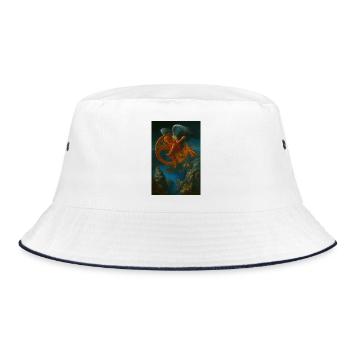 Fantasy Mechanical Flying Creature Design - Bucket Hat - white/navy - Front