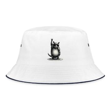 Cooles Gürteltier Rock Hand Design - Bucket Hat - Weiß/Navy - Vorne