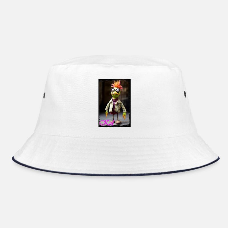 Vogel-Puppet mit Brille und schicker Kleidung Bucket Hat