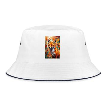Fox flowers abstract fox lover gift - Bucket Hat - white/navy - Front