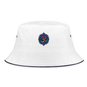 Psychedelic Om Goa Mandala - Bucket Hat - white/navy - Front