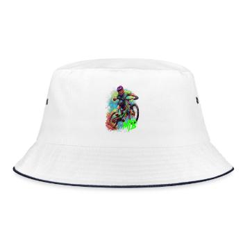 Mountain bike action art - Bucket Hat - white/navy - Front