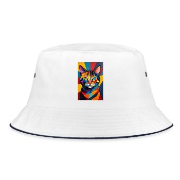 Avantgarde Cat R03 - Bucket Hat - white/navy - Front