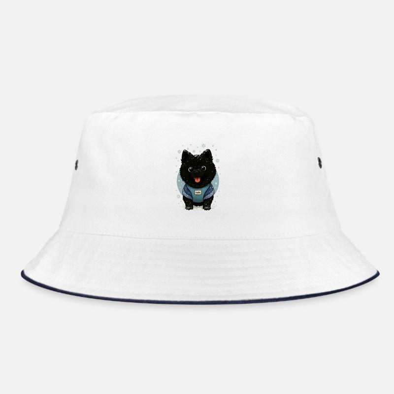 Cute Spitz Cartoon with Snow Bucket Hat