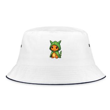 Little Dragon in Wizard's Cloak - Bucket Hat - white/navy - Front