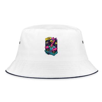 Neon Flamingo  - Bucket Hat - Weiß/Navy - Vorne