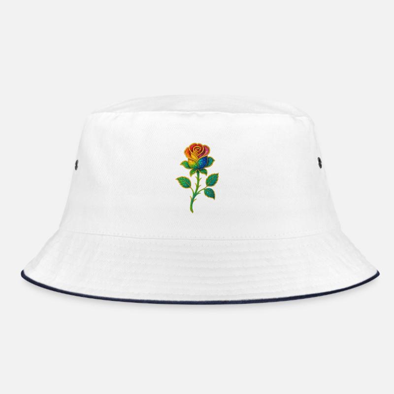Rainbow Glitter Rose Design Bucket Hat