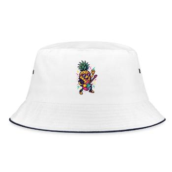 Music Ananas - Bucket Hat - Weiß/Navy - Vorne