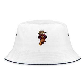 Mysterious silence with lips and fingers - Bucket Hat - white/navy - Front