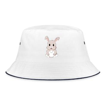 Kawaii süßer Hase - Bucket Hat - Weiß/Navy - Vorne