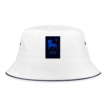 Aries zodiac sign with celestial motifs - Bucket Hat - white/navy - Front
