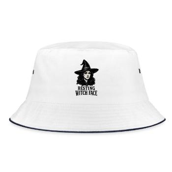 Ruhendes Hexengesicht Frech und Sarkastisch Halloween - Bucket Hat - Weiß/Navy - Vorne