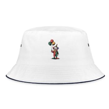 Gruseliger Clown mit Ballons - Bucket Hat - Weiß/Navy - Vorne