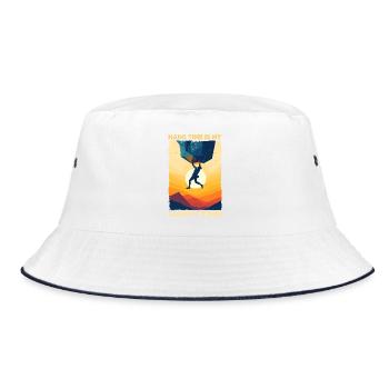 Abenteuerliche Kletterzeit Motiv - Bucket Hat - Weiß/Navy - Vorne