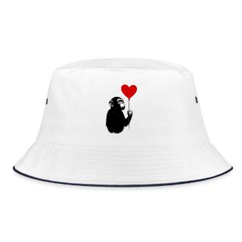 Singe amoureux avec ballon en forme de cœur - Bob - blanc/marine - Devant