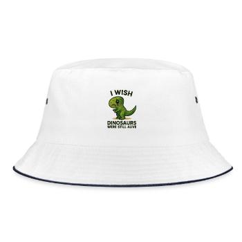 Ich wünschte, die Dinosaurier wären noch am Leben - Bucket Hat - Weiß/Navy - Vorne