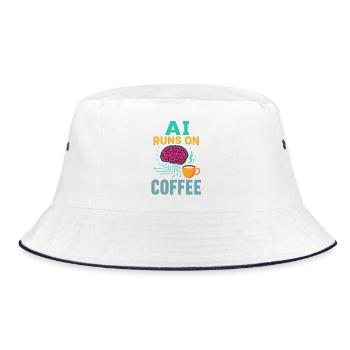 AI runs on coffee - Bucket Hat - white/navy - Front