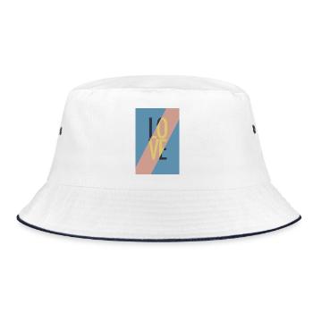 Modern Love Message with Abstract Design - Bucket Hat - white/navy - Front