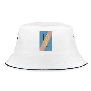 Modisches Love-Design in Pastellfarben - Bucket Hat - Weiß/Navy - Vorne