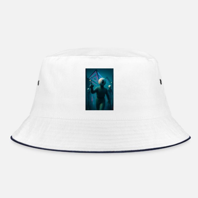Bot und Pyramide - Bucket Hat - Weiß/Navy