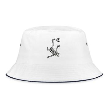 Skeleton with Football | Bicycle kick - Bucket Hat - white/navy - Front