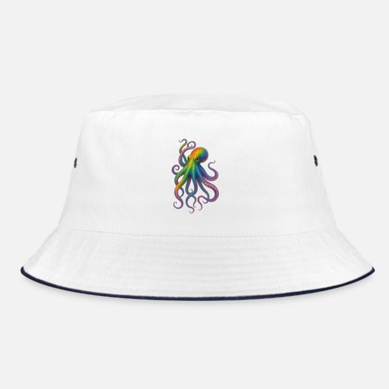 Bunter Regenbogen Oktopus Design Bucket Hat
