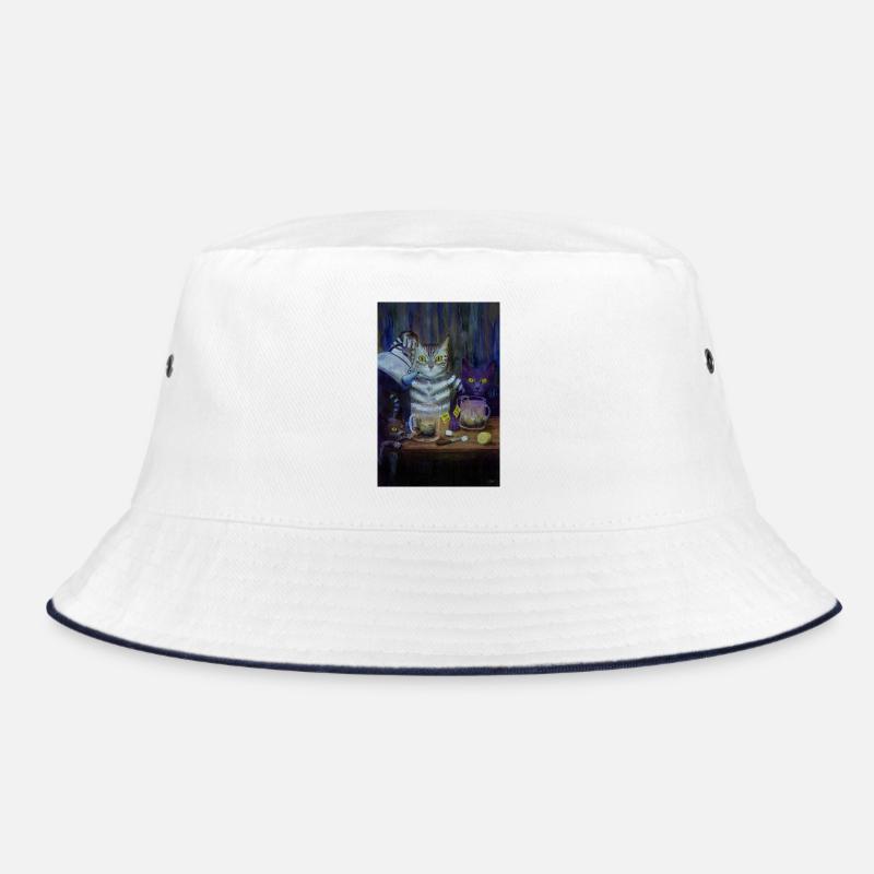 Katzen und Ratten genießen eine Teeparty - Bucket Hat - Weiß/Navy