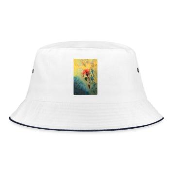 Abstract Floral Scene - Bucket Hat - white/navy - Front