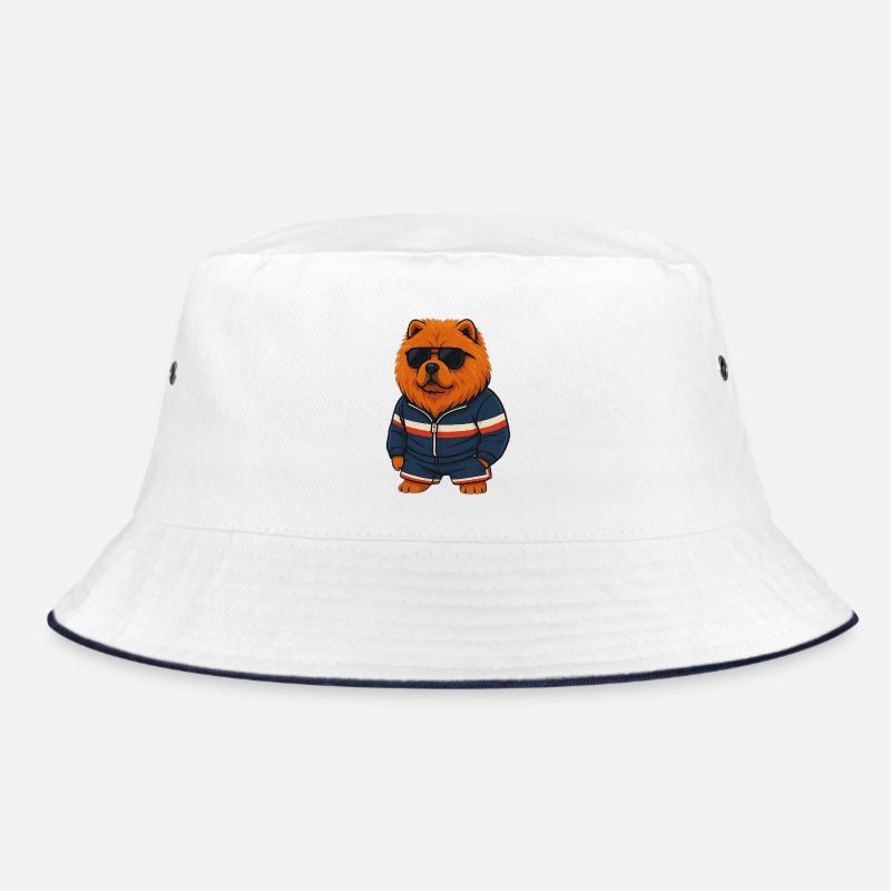 Cool Bär mit Sonnenbrille und Trainingsanzug - Bucket Hat - Weiß/Navy