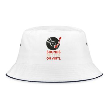 Klingt besser auf Vinyl-Schallplatten Musikliebhaber - Bucket Hat - Weiß/Navy - Vorne