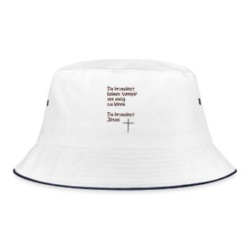 Ermutigende Jesus-Vampir-Botschaft - Bucket Hat - Weiß/Navy - Vorne