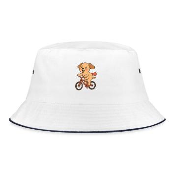 Playful dog on bicycle - Bucket Hat - white/navy - Front