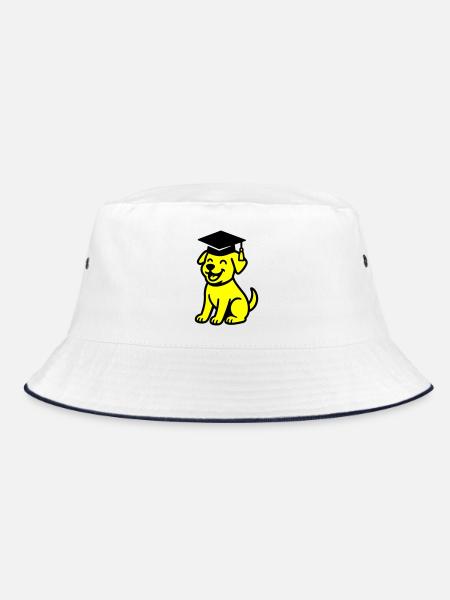 Bachelor Hund / Diplom Hund - Bucket Hat - Weiß/Navy - Vorne
