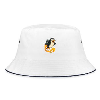 Playful Penguin Rocket Flight - Bucket Hat - white/navy - Front