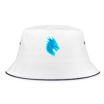 Elektrischer Drachenkopf - Bucket Hat - Weiß/Navy - Vorne